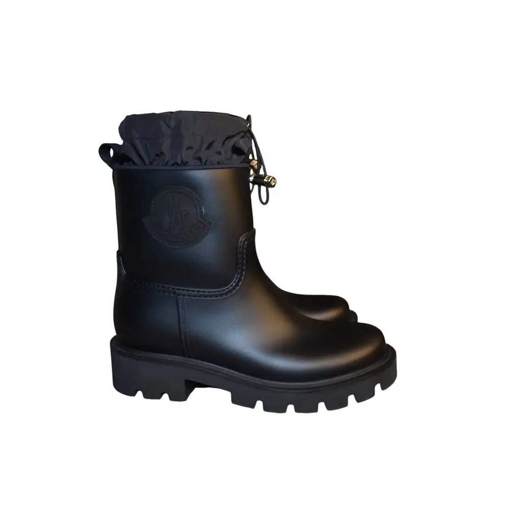 Moncler Women's Black Kickstream Rubber Waterproof Boots Size IT 39 US 9